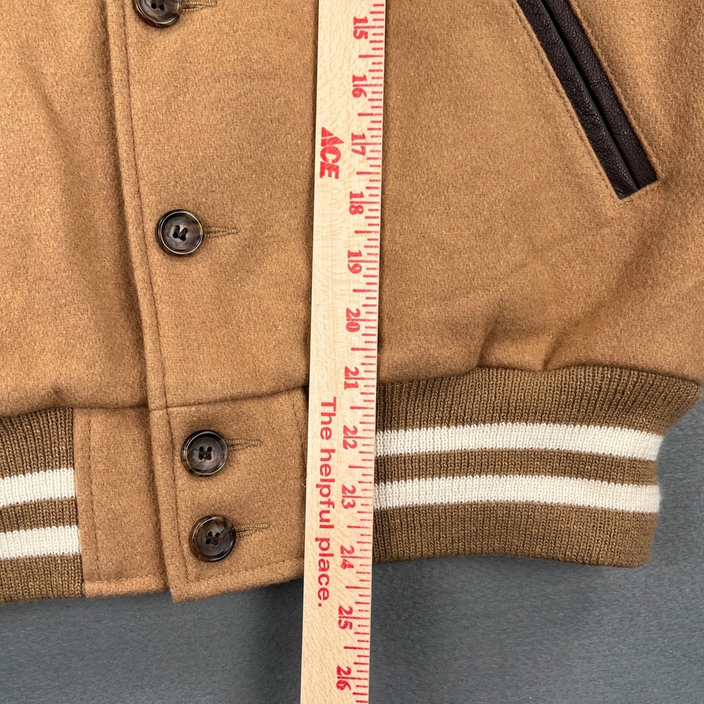 Slater and Son Golden Bear Mens Wool Varsity Bomber Jacket Tan Made in USA M - Picture 8 of 8